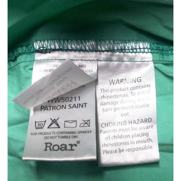 Roar Western Shirt Womens Sz L Slim Embroidered Rhinestones Cowgirl green black - Picture 11 of 12